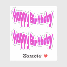 Pegatina Feliz cumpleaños, rosa brillante