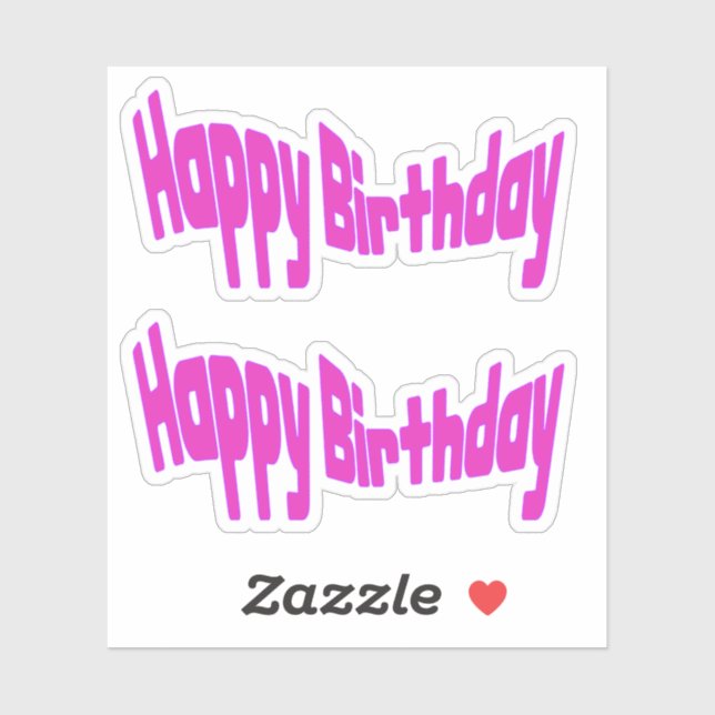 Pegatina Feliz cumpleaños, rosa brillante (Hoja)