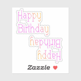 Pegatina Feliz Cumpleaños Rosa Brillante Amarillo