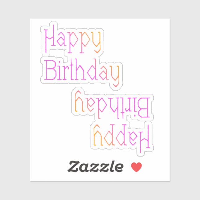 Pegatina Feliz Cumpleaños Rosa Brillante Amarillo (Hoja)