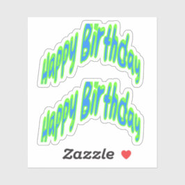 Pegatina Feliz Cumpleaños Texto Divertido Azul/Verde