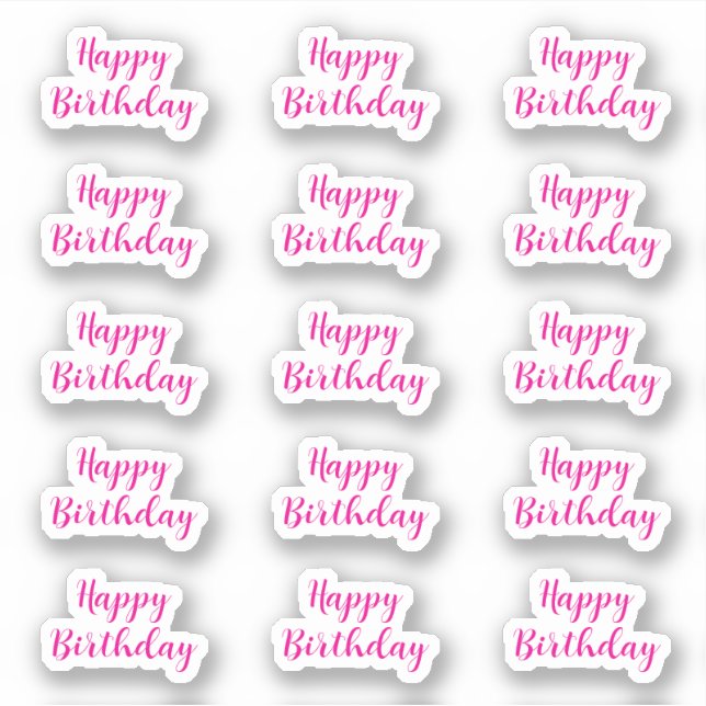 Pegatina Feliz Cumpleaños Texto Personalizado Edad Color Ro (Anverso)