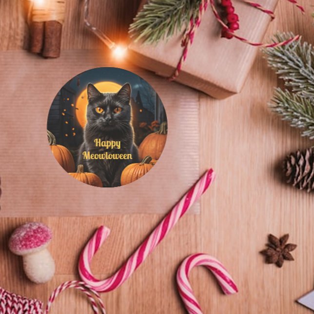 Pegatina feliz de calabaza para gato de Meowloween (Subido por el creador)
