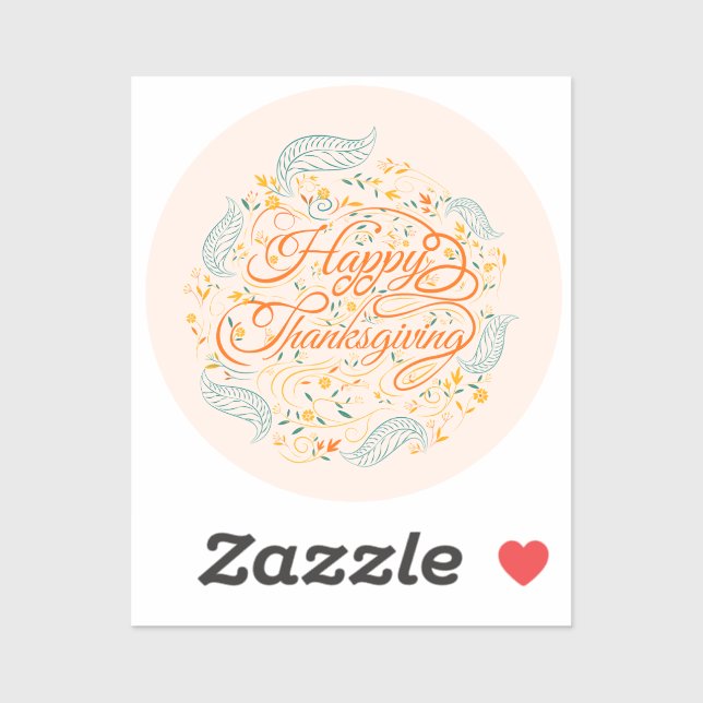 Pegatina Feliz Día de Acción de Gracias (Hoja)