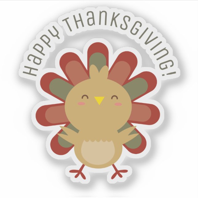 Pegatina Feliz Día de Acción de Gracias Turquía, dulce Pers (Anverso)