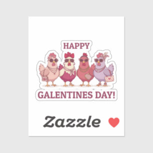 Pegatina Feliz Día de Galentines, Pandilla de Pollos, Linda