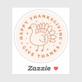 Pegatina Feliz día de gracias gracias lindo pavo