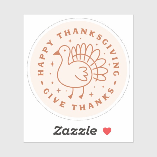 Pegatina Feliz día de gracias gracias lindo pavo (Hoja)