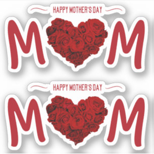 Pegatina Feliz Día de la Madre Rosa Bouquet