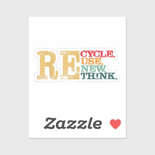 Pegatina Feliz Día de la Tierra Reciclar Reutilizar Renovar (Hoja)