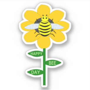 Pegatina Feliz Día de las Abejas Cumpleaños Bumblebee Shape