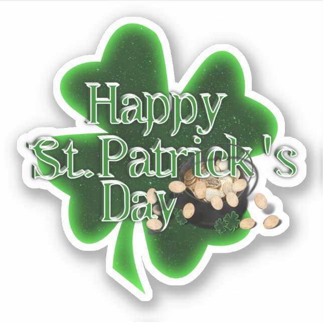 Pegatina ¡Feliz día de San Patricio! (Anverso)