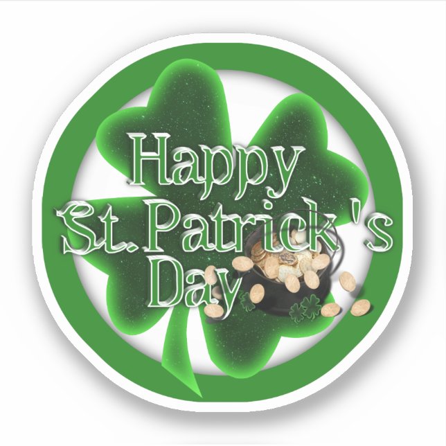 Pegatina ¡Feliz día de San Patricio! (Anverso)