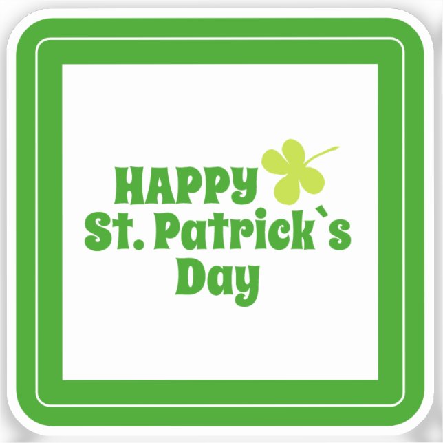 Pegatina Feliz Día de San Patricio Green Lucky Shamrock (Anverso)