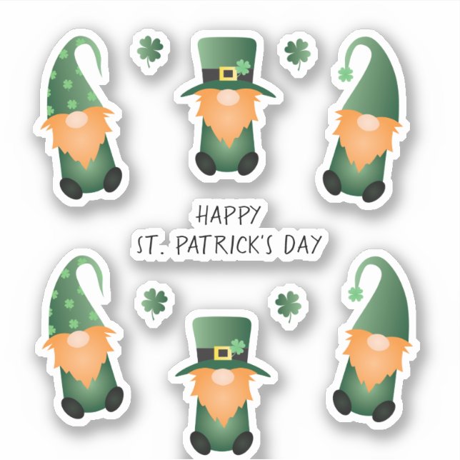 Pegatina Feliz Día de San Patrones Gnomes Naranja Verde (Anverso)