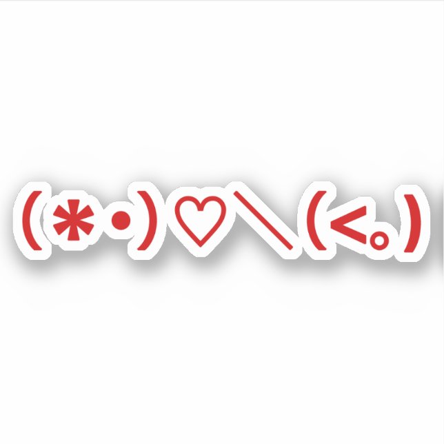 Pegatina Feliz Día de San Valentín / Emoticones japoneses (Anverso)