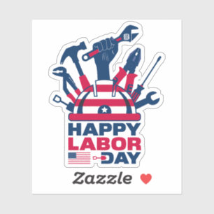Pegatina Feliz Día del Trabajo, festivo USA
