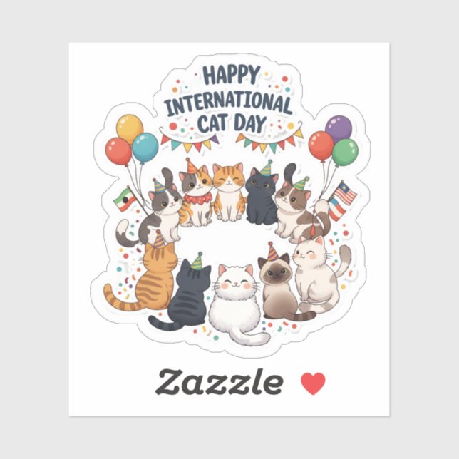 Pegatina Feliz Día Internacional del Gato - Alegre celebrac (Hoja)