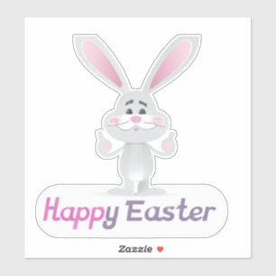 Pegatina Feliz diseño de conejo de Pascua