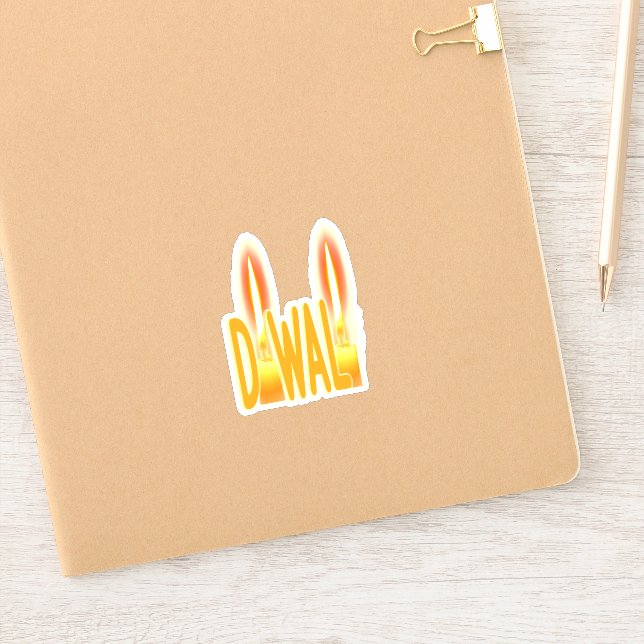 Pegatina Feliz Diwali alumbrando velas tipográficas (Cuaderno)