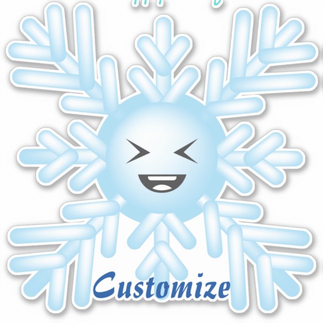 Pegatina Feliz Emoticon de Snowflake Thunder_Cove (Anverso)