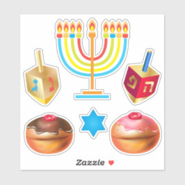 Pegatina Feliz Festival de Hanukkah Símbolos de vacaciones