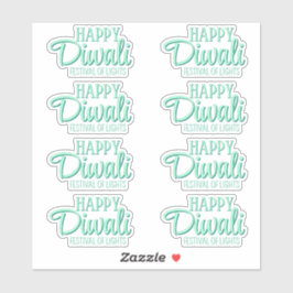 Pegatina Feliz Festival Diwali de Luces Aqua Deepavali