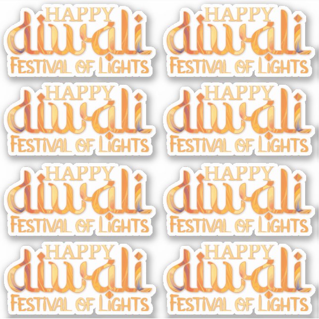 Pegatina Feliz Festival Diwali de Luces Naranja Deepavali (Anverso)