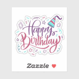 Pegatina feliz fiesta de cumpleaños