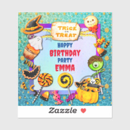 Pegatina Feliz fiesta de Halloween lleno de truco o truco