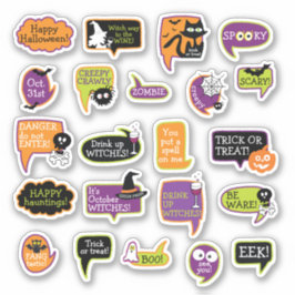 Pegatina Feliz Ghost Bat Black Cat de Halloween