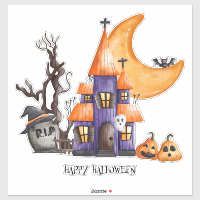 Pegatina Feliz Halloween (Hoja)