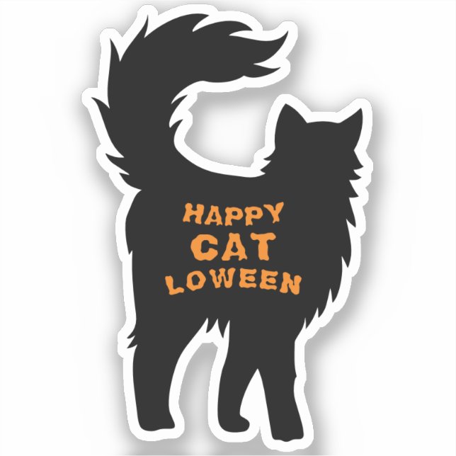 Pegatina Feliz Halloween Black Cat Catloween Tiny Vinyl (Anverso)