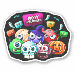 Pegatina Feliz Halloween Boo, conjunto de personajes 3D