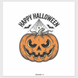 Pegatina Feliz Halloween Cara de Calabaza Diseño de Vector 