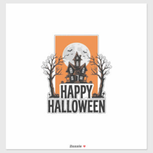 Pegatina Feliz Halloween Casa Embrujada Gráfico Vintage_1