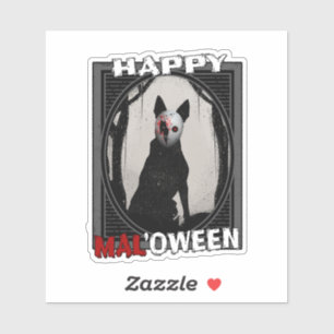Pegatina Feliz Halloween en Malinois Belga Mal'oween