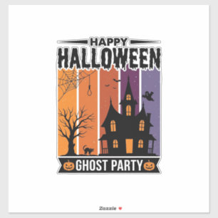 Pegatina Feliz Halloween Fantasma Fiesta Casa Embrujada Cam
