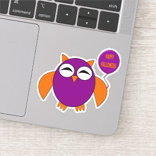 Pegatina Feliz Halloween Fiesta Owl Shaped