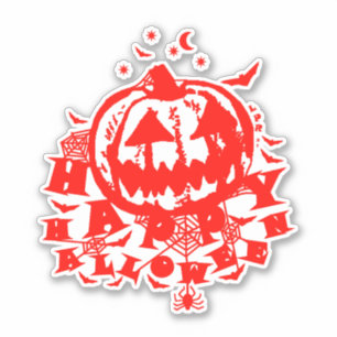 Pegatina Feliz Halloween Jack O Lantern