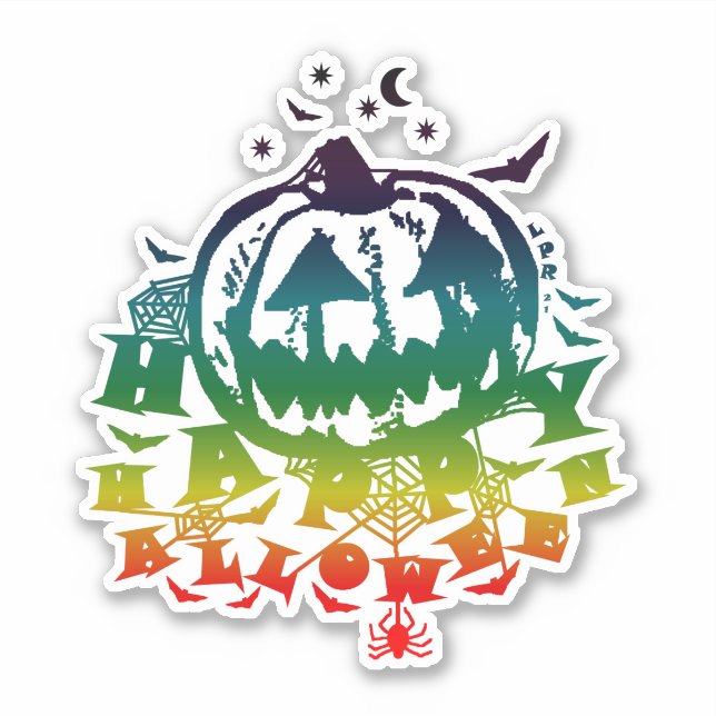 Pegatina Feliz Halloween Jack O Lantern multicolor (Anverso)