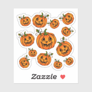 Pegatina Feliz Halloween jack-o-lantern, truco para tratar