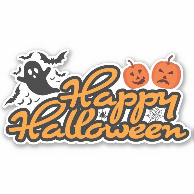 Pegatina Feliz Halloween Spooky (Anverso)
