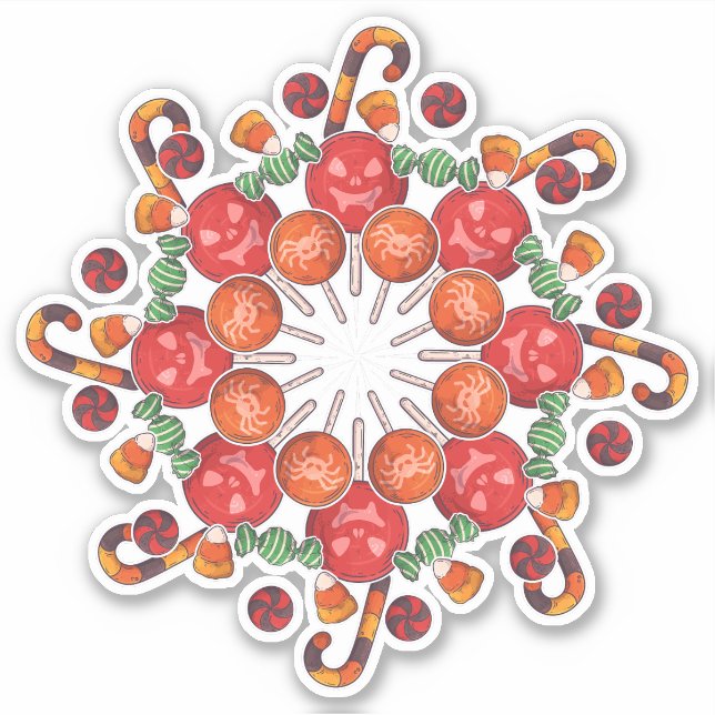 Pegatina Feliz Halloween | Truco o Truco Collage de Dulces (Anverso)