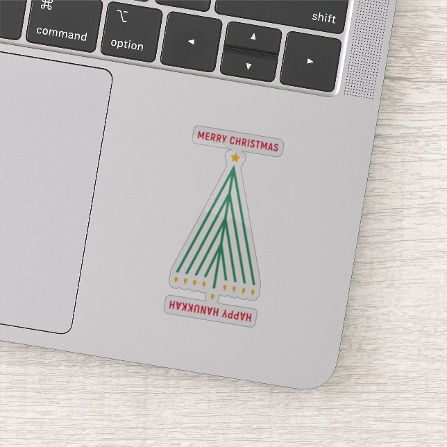 Pegatina Feliz Hanukkah, Feliz Navidad (Detalle)