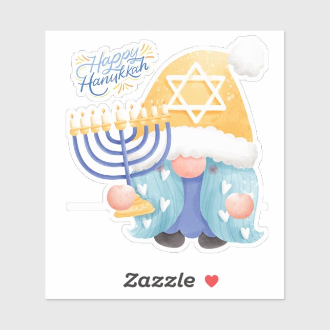 Pegatina Feliz hanukkah gnome (Hoja)