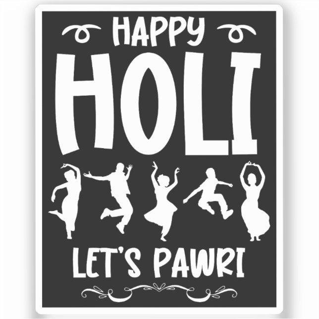 Pegatina Feliz Holi, vamos a traer regalos del Festival Hin (Anverso)