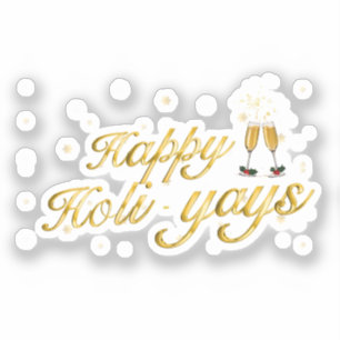 Pegatina ¡Feliz Holi-Yays! Diseño de celebración festiva