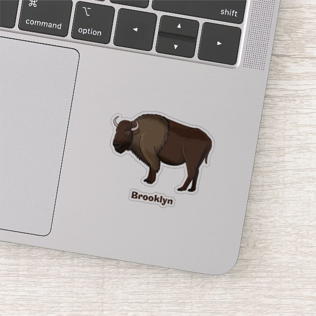 Pegatina Feliz ilustracion de búfalo de bisonte americano (Detalle)