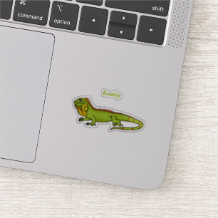 Pegatina Feliz ilustracion personalizado de iguana verde